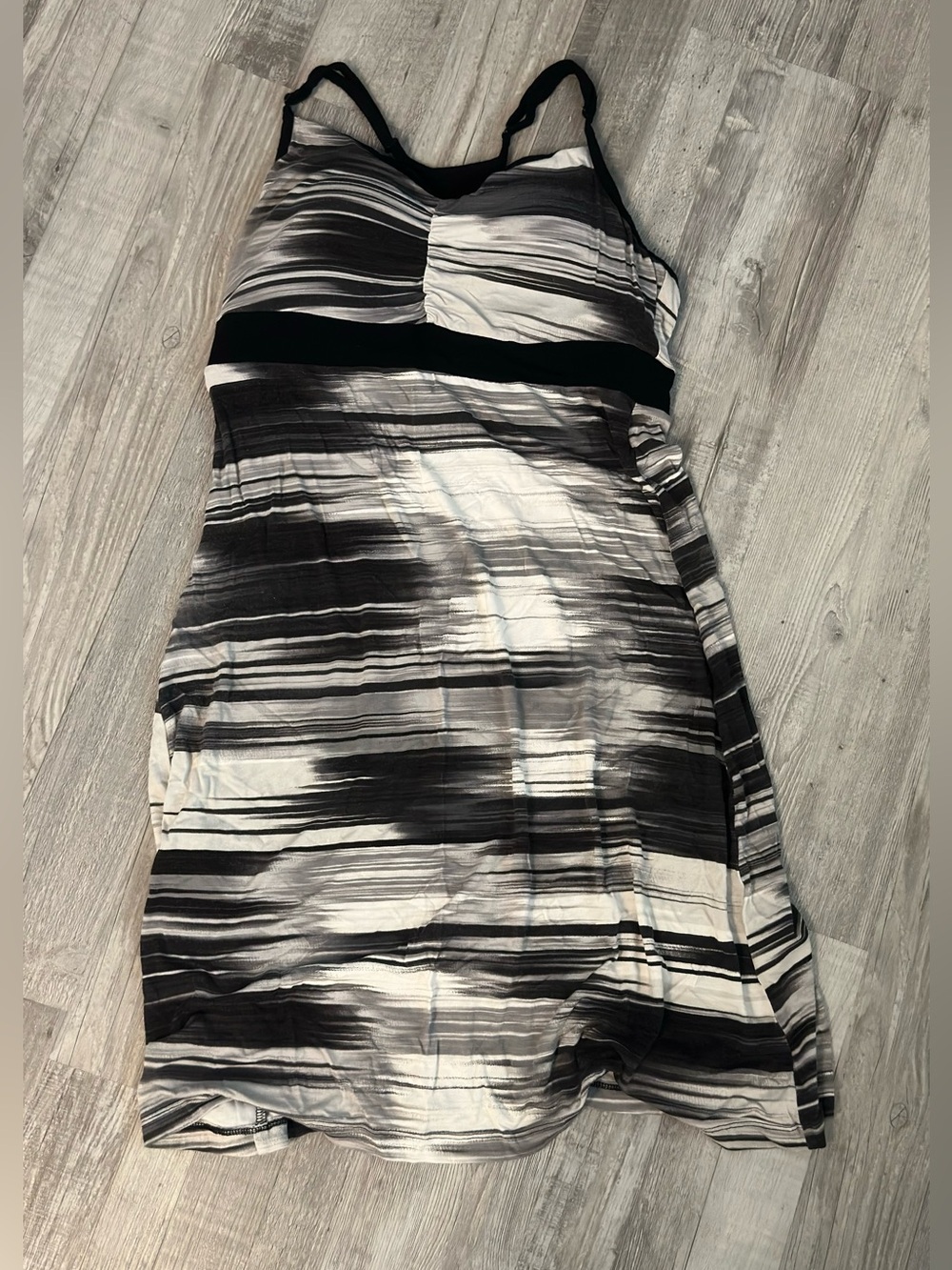 Dakini size large Black , gray and White Striped Dress
